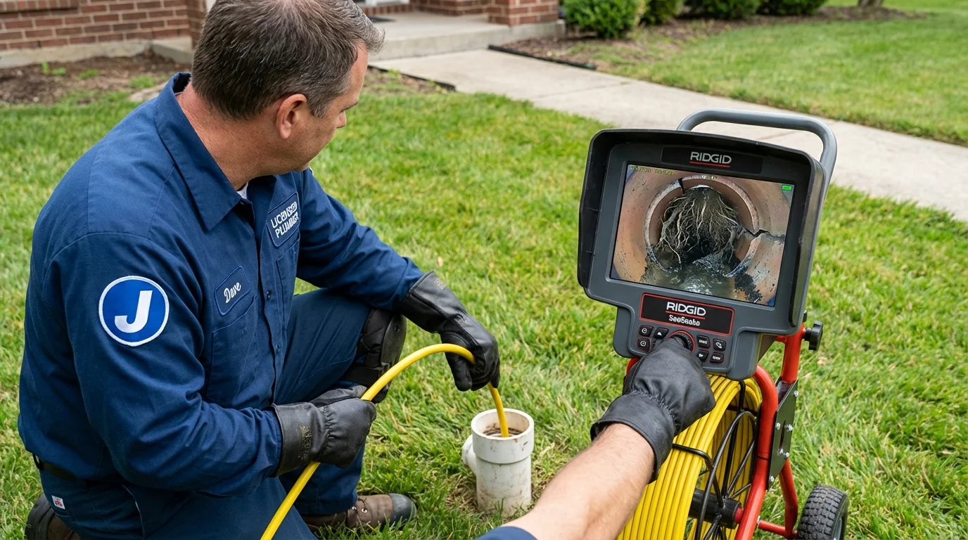 Sewer camera inspection being performed by Johns Plumbing LLC in Armada