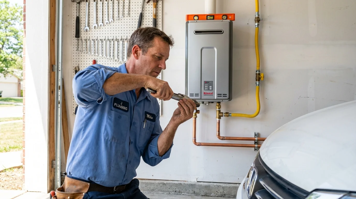 Tankless water heater installation by a Johns Plumbing LLC plumber in Armada